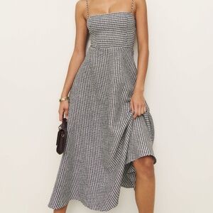 Reformation Monette Linen Dress Black - Size 4
